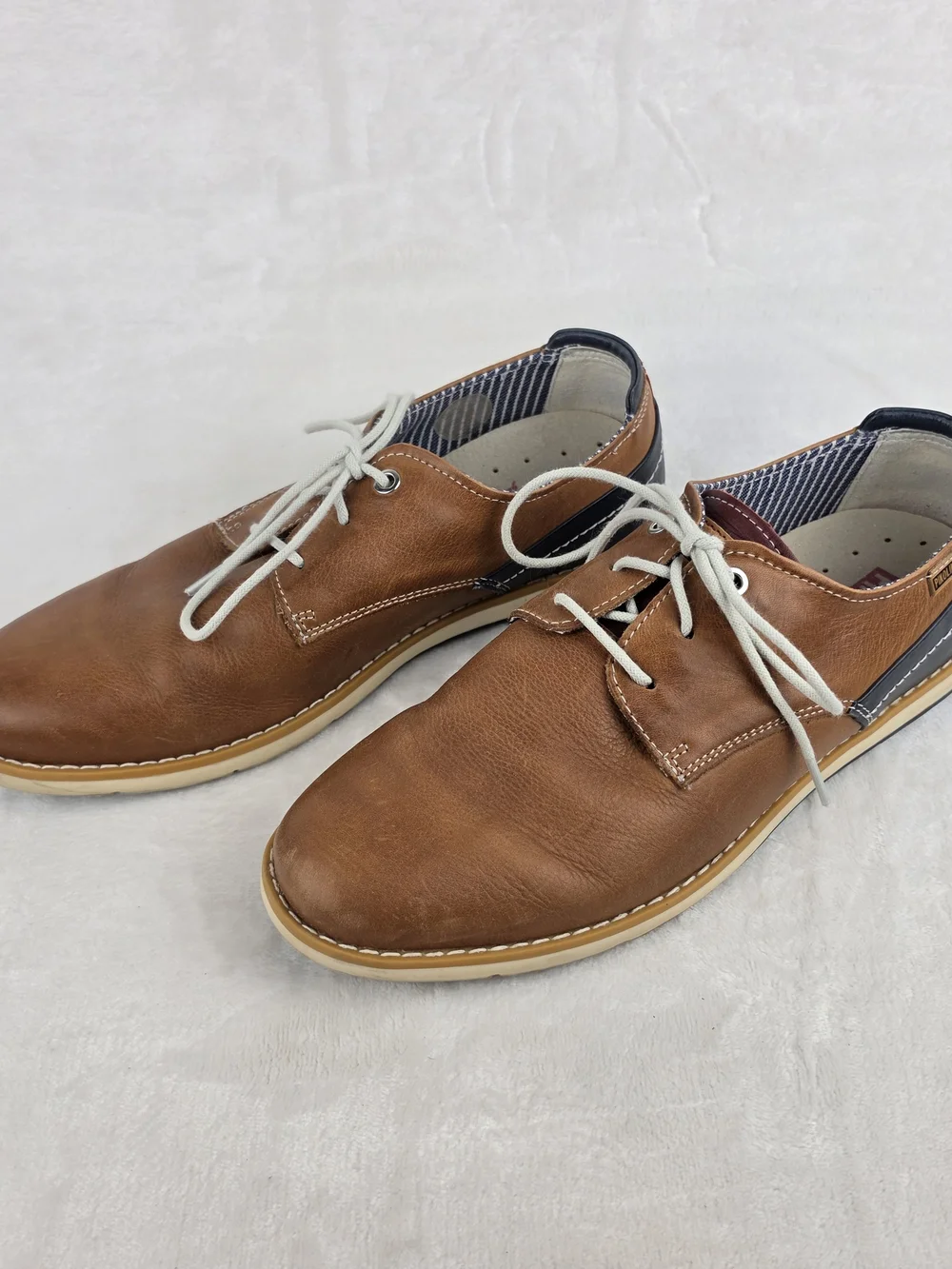 Pikolinos‎ Mens EU 40 US 7.5 Tan Cognac Leather Lace Up Oxford